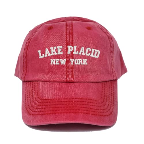 Lake Placid New York Embroidered Cotton Baseball Cap hat - color: Red