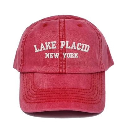 Lake Placid New York Embroidered Cotton Baseball Cap hat - color: Red