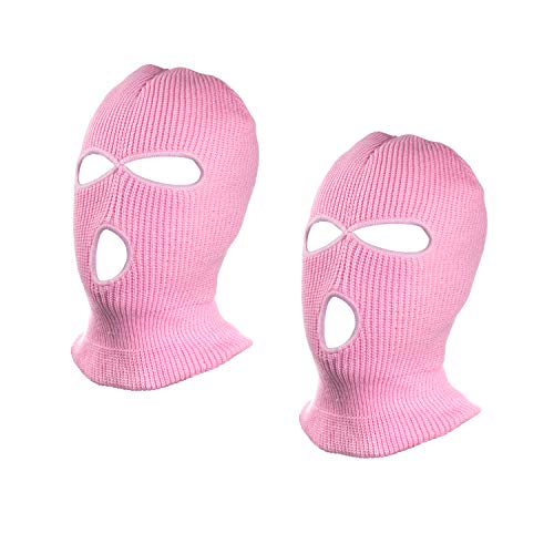 3-Hole Ski Face Mask Balaclava for Men and Women,Set of 2 - color: Pink