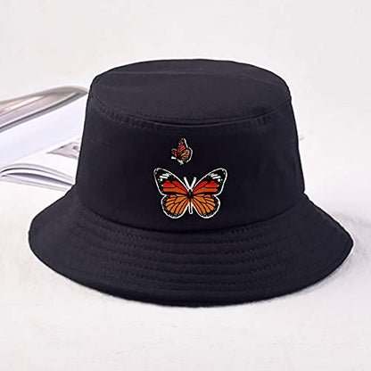 XYIYI Fashion Embroidery Bucket Hat Cotton Beach Fisherman Hats for Women Girls - color: Black