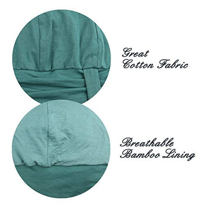 Alnorm Breathable Cotton Hat and Scarf Set Chemo Headwear for Women - color: Green Diamonds