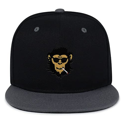 Smoking Monkey Hip-Hop Snapback Hat Embroidered Baseball Cap Wild Animal Funny - color: 18. Black/Grey