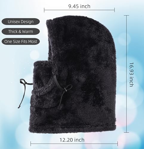 Connectyle Balaclava Hood Winter Hat for Men & Women Windproof One-Piece Fleece Hooded Scarf Ski Mask Cold Weather Hat - color: Black