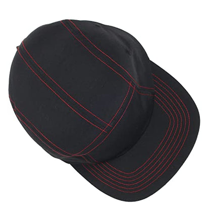 5 Panel Baseball Cap Camp Cap Taslon Short Brim Cap Quick Dry Hat Flat Bill Big Size Large Caps Oversize Running Hat - color: Black&red, size: 7 1/4