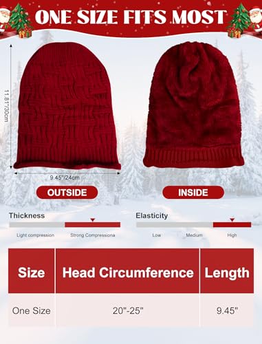 Senker Fashion 2 Pack Winter Beanie Hats for Women, Womens Slouchy Beanies - color: Red Black