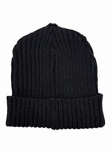 Women's Slouchy Winter Beanie Hat with Removable Faux Fur Pom - color: Black/Berry Pom