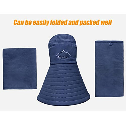 Fishing Hat for Men & Women, Sun Protection Hat with Face Cover & Neck Flap - color: Dark Blue