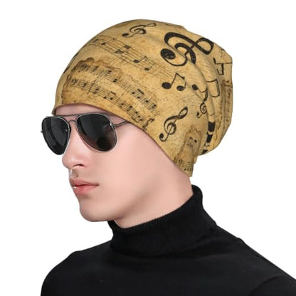 Beanie Hat for Men Women Slouchy Beanie Skull Sleep Cap Soft Lightweight Chemo Hat Stretch Cancer Headwear - color: Musical Notes