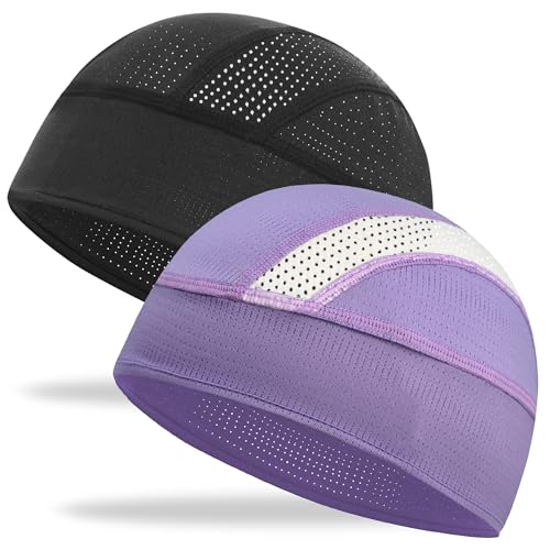 Cooling Skull Cap Breathable Mesh Helmet Liner Motorcycle Cycling - color: 2-black+light Purple