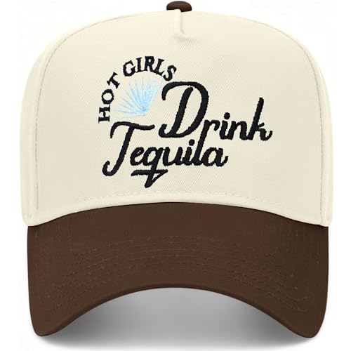 Hot Girls Drink Tequila Hat | Perfect-Fitting Unisex Vintage Trucker Hat Suitable for Every Occasion - color: Brown/Natural