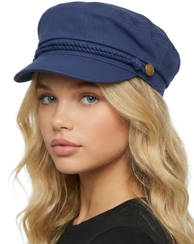 Funky Junque Greek Fisherman Newsboy Cap, Cotton Captains Bakerboy Hat - color: Navy
