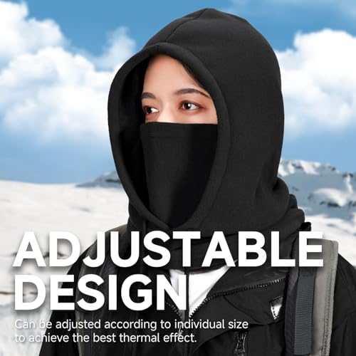 OZERO Face Balaclava Ski Mask: Windproof Thermal Convertible for Men Women - color: Black