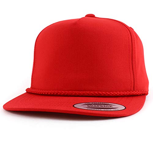 Trendy Apparel Shop Classic 5 Panel Golf Cap Flatbill Snapback Hat - color: Red, size: XX-Large