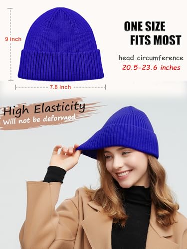 Wool Beanie for Men Women, Seamless Knit Cuffed Warm Winter Hats - color: 1pcs-blue
