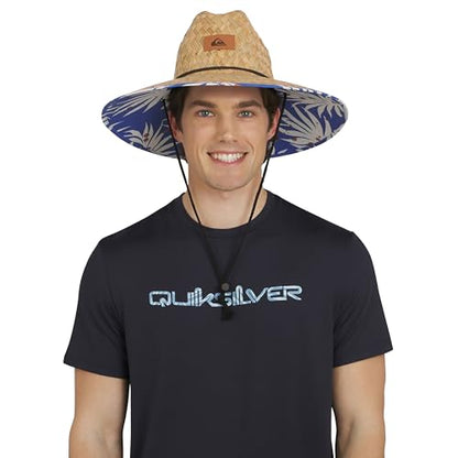 Quiksilver Men's Wide Brim Outdoor Lifeguard Straw Sun Hat - color: Royal Blue, size: Small-Medium