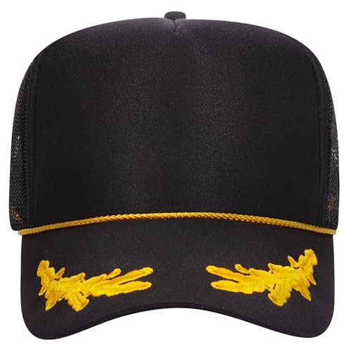 BROTHER TRUCKERS The World's Greatest Polyester Trucker Hat Blank in 73+ Colors - Wholesale Snapback Hat - color: Black/Oak Leaves