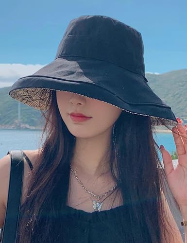 FaroDor Women's Reversible Bucket Hat UV Protection Packable Travel Cap Wide Brim Sun Hats 2026 - color: 6black