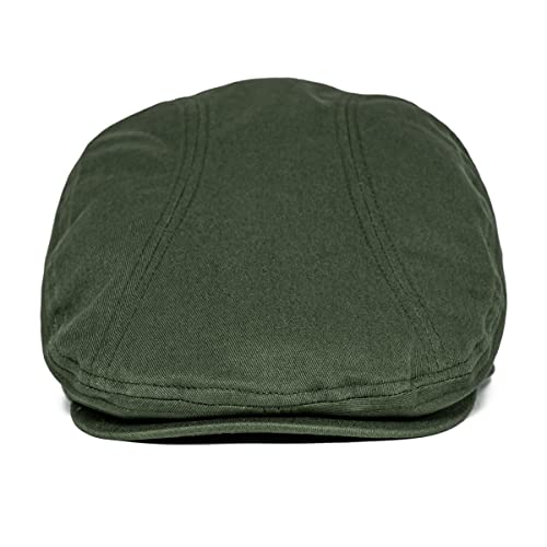 BOTVELA Men Cotton Twill Newsboy Flat Hat Fitted Cap - color: Army Green, size: 7 5/8