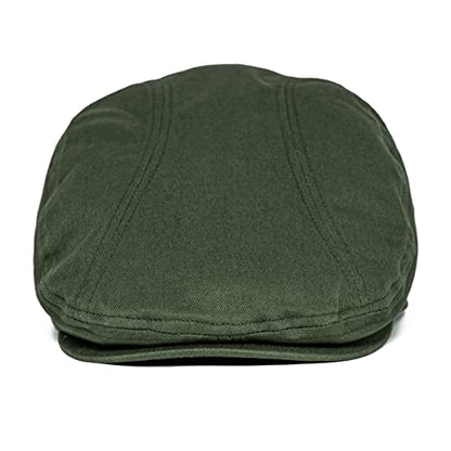BOTVELA Men Cotton Twill Newsboy Flat Hat Fitted Cap - color: Army Green, size: 7 3/8