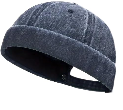 Initlove Docker Hat for Men Vintage Brimless Sailor Hat Beanie Cap - color: Navy