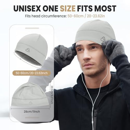 Skull Cap for Men Women Unidirectional Moisture Absorption & Sweat Wicking Quick-Dry Running Hat Beanie, Thermal Helmet Liner - color: White