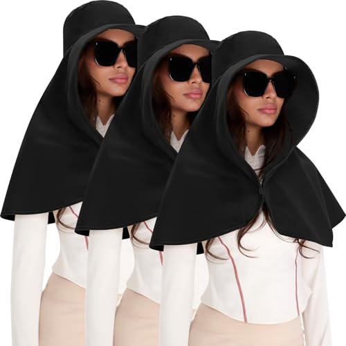 Shyyween 3 Pack Wide Brim Hats for Women,UPF 50+ - color: Black