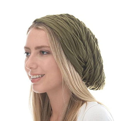 Chemo Slouchy Style Baggy Beanie Cancer Headwear for Women Fleece Lining Winter Hat - color: 6. 2800 - Olive