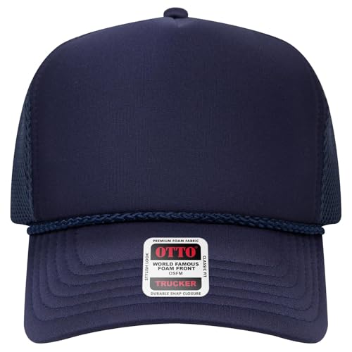 OTTO Cap 5 Panel High Crown Air Mesh Back Trucker Hat | Bulk Packs - color: 004 - Navy