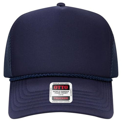 OTTO Cap 5 Panel High Crown Air Mesh Back Trucker Hat | Bulk Packs - color: 004 - Navy