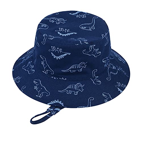 Durio UPF 50+ Baby Sun Hat Wide Brim Toddler Bucket Hats for Boys 0-8 Years - color: D Royal Bule Dinosaur, size: 12-24 Months