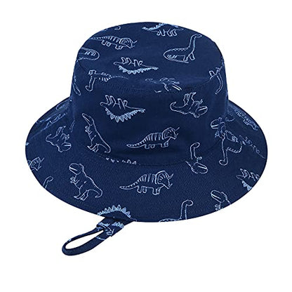 Durio UPF 50+ Baby Sun Hat Wide Brim Toddler Bucket Hats for Boys 0-8 Years - color: D Royal Bule Dinosaur, size: 12-24 Months