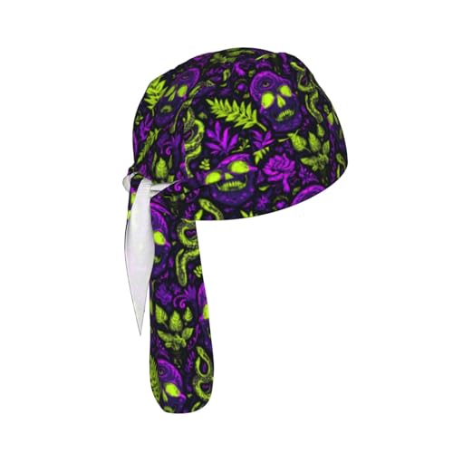 Adjustable Cycling Cap, Quick Dry Sports Bandana Skull Cap Helmet Liner - color: Mysterious Skull Snake