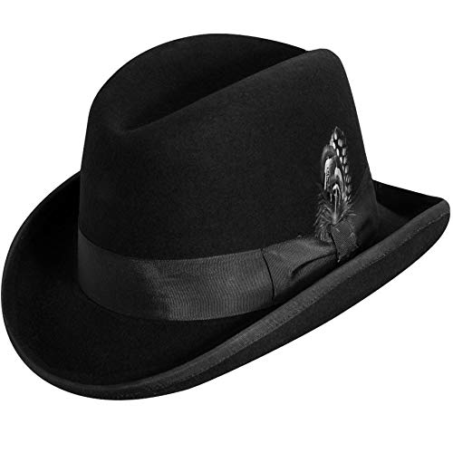 EPOCH Classico Men's Wool Felt Homburg Hat - color: Black, size: Medium