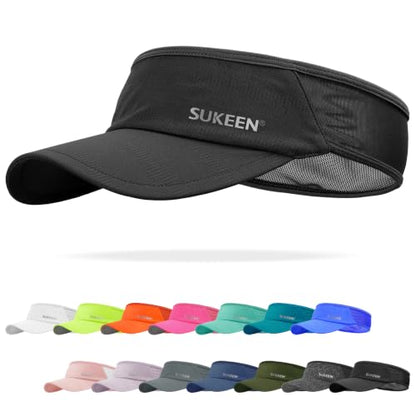 Sukeen Lightweight Sports Sun Visor Hat for Men Women - color: Black