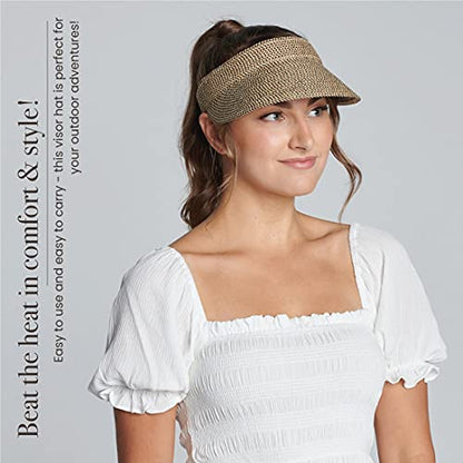 San Diego Hat Company Women's Mixed Braid Brim Visor with Velcro, Sun Hats for Women - color: Mixed Brown