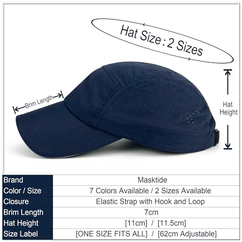 Lightweight Running Hat Breathable Mesh Cap Reflective Brim - color: Navy, size: One Size