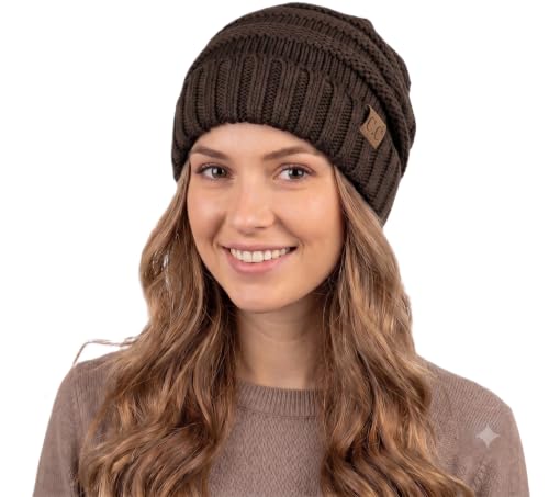 NYFASHION101 Slouch Wrinkled Beanie Cap Slouchy Skull Hat - color: Brown