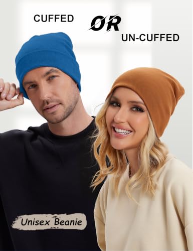 100% Cotton Thin Beanie Hat Women Men Soft Slouchy Chemo Skull Cap - color: 1pc Blue