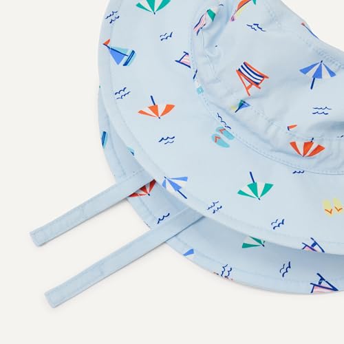 Amazon Essentials x Sofia Grainge Unisex Babies' Cotton Bucket Hat - color: Pale Blue Beach, size: 2-4T