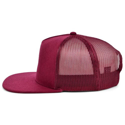 Lids Blank Essential 5-Panel Trucker Adjustable Snapback Hat - color: Maroon