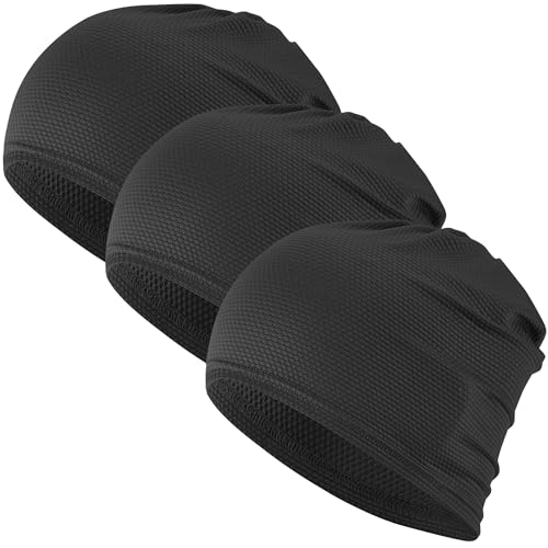 3-Pack Cooling Camo Skull Caps Summer Beanies for Men Women - color: Black+black+black