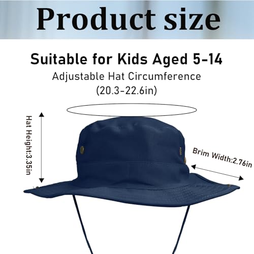 Kids Sun Hats for Boys Girls Bucket Hat UPF 50+ UV Protection Safari Hat Lightweight & Breathable Boonie Hat - color: 1 Pack-navy