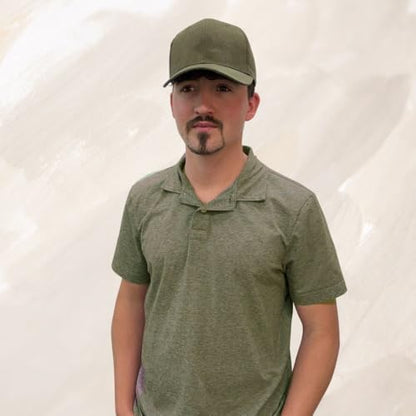 Suede Baseball Cap | Structured 6 Panel Hat for Men & Women | Adjustable Dad Hat | Polyester Suede Finish - color: Olive
