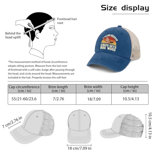 A Clean Beaver Always Gets More Wood Trucker Hats - Women's & Men's Funny Dad Hats - Perfect Birthday Gifts - color: Lake Blue