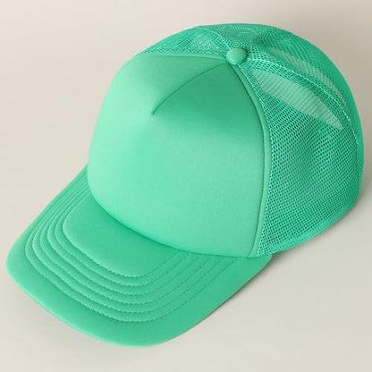 MIRMARU 5 Panels Blank Foam Front Two Tone Solid Trucker Mesh Back Baseball Cap with Adjustable Snapback Strap - color: Solid-kelly Green