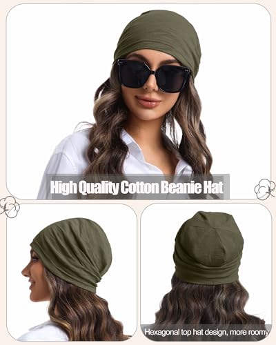 100% Cotton Summer Beanie for Men Women, Thin Soft Slouchy Beanies - color: 1pcs-army Green, size: Medium