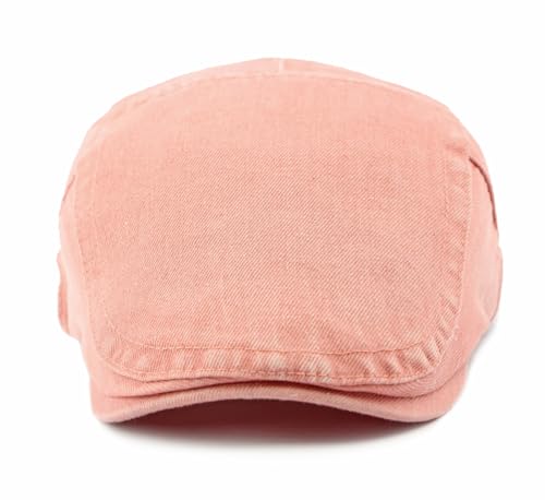 Cotton Newsboy Cap,Breathable Ivy Gatsby Cabbie Beret Hat for Men's Women Driving Hunting Golf - color: Denim Pink