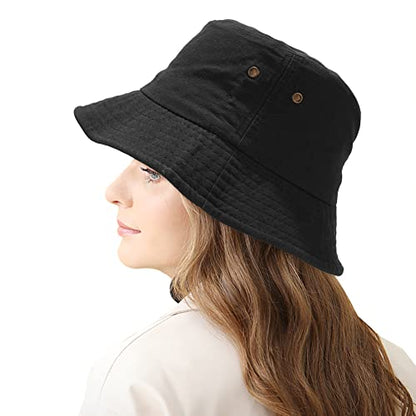 Unisex Bucket Hat Summer UPF 50+ Sun Protection Outdoor Beach Fishing Travel Hiking Hat - color: Black