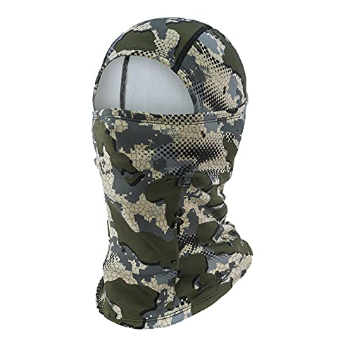 BASSDASH Winter Balaclava Fleece Ski Mask Ninja Hood Neck Warmer Fishing Hunting - color: Green Vegetation Camo