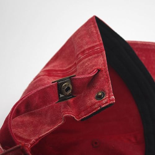 Heavy Washed Coated Canvas Wax-Look Adjustable Low Profile Men Women Baseball Cap - color: Snow Washed Red